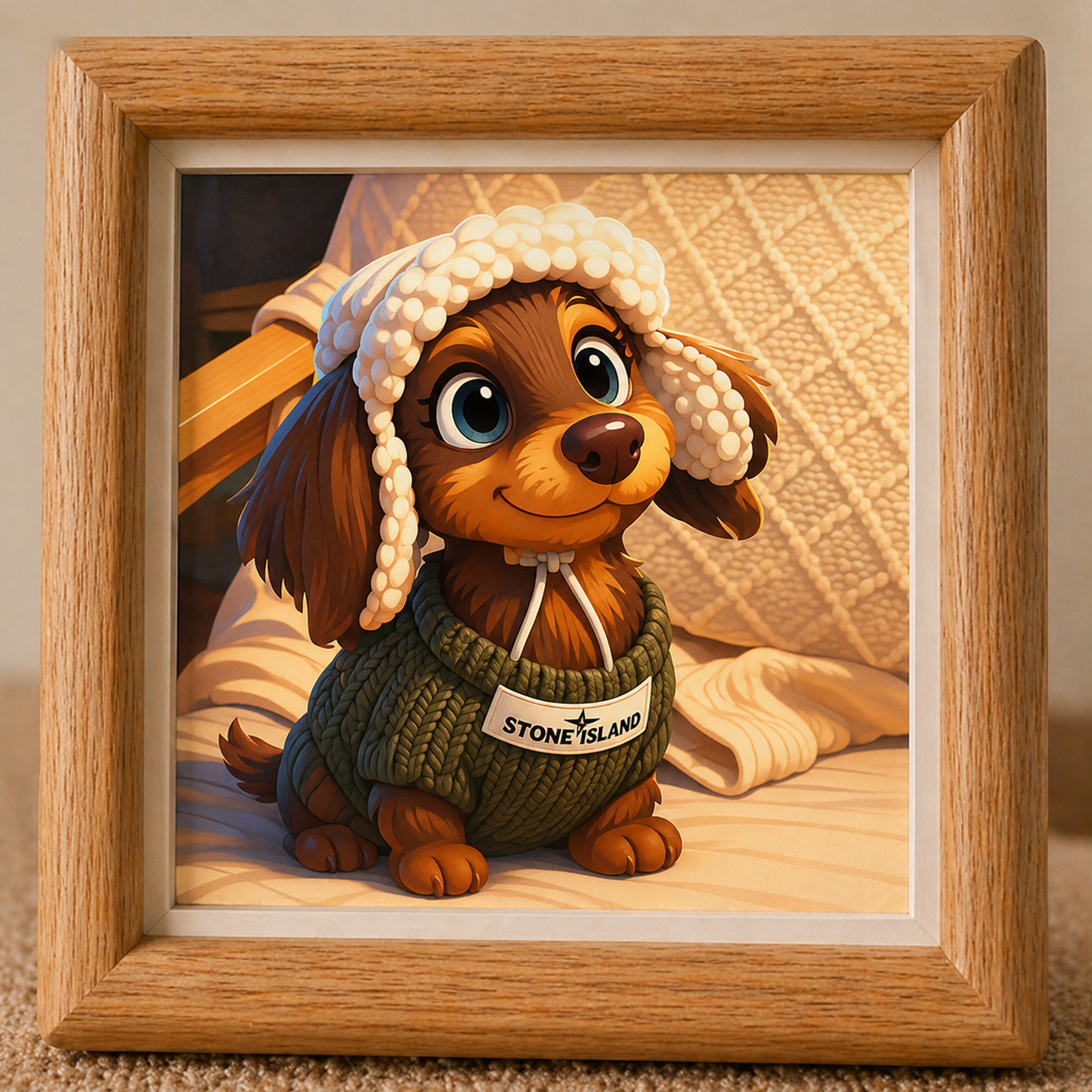 Custom Pet Portrait Wood Frame - Personalized Photo Art