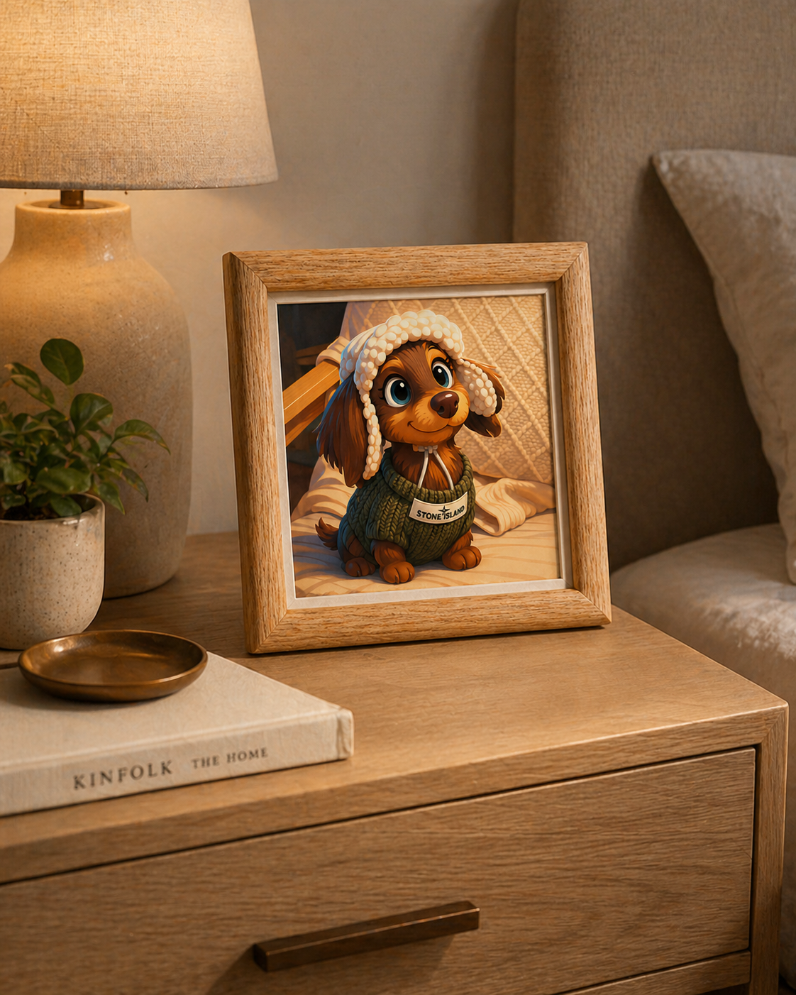 Custom Pet Portrait Wood Frame - Personalized Photo Art