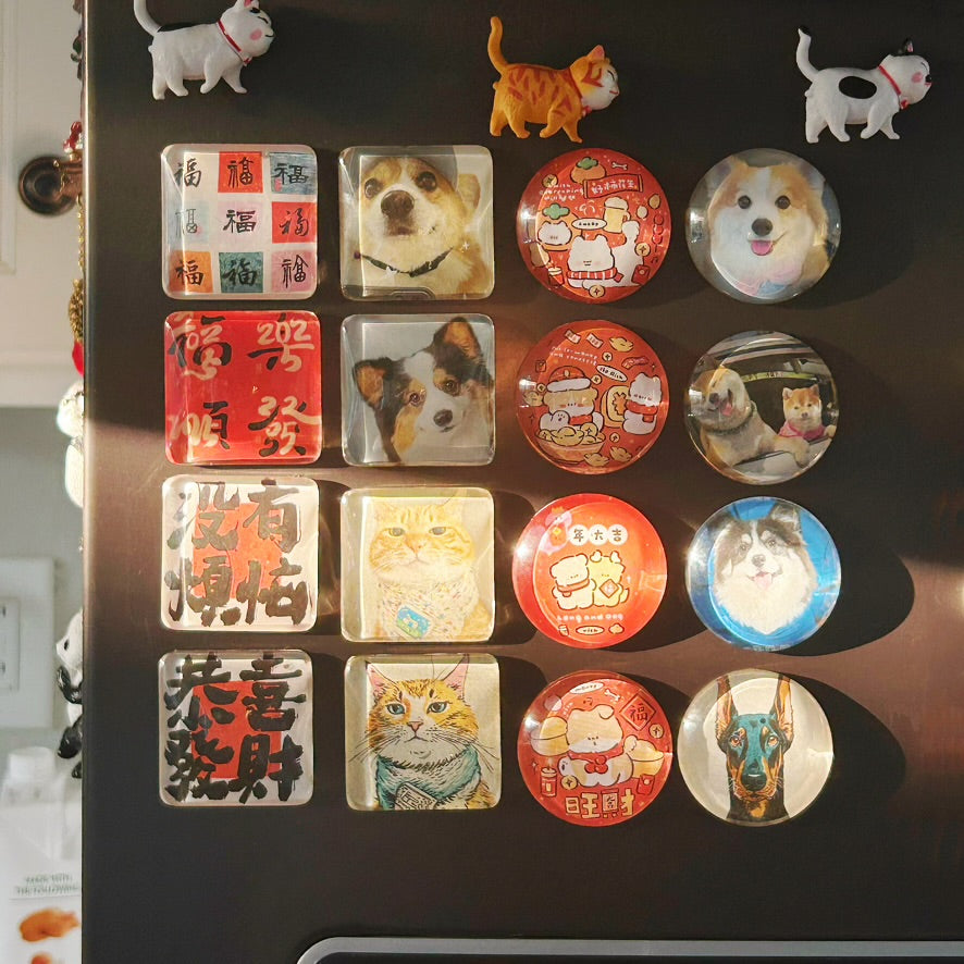 Custom Crystal Pet Fridge Magnet - Personalized Photo Gift