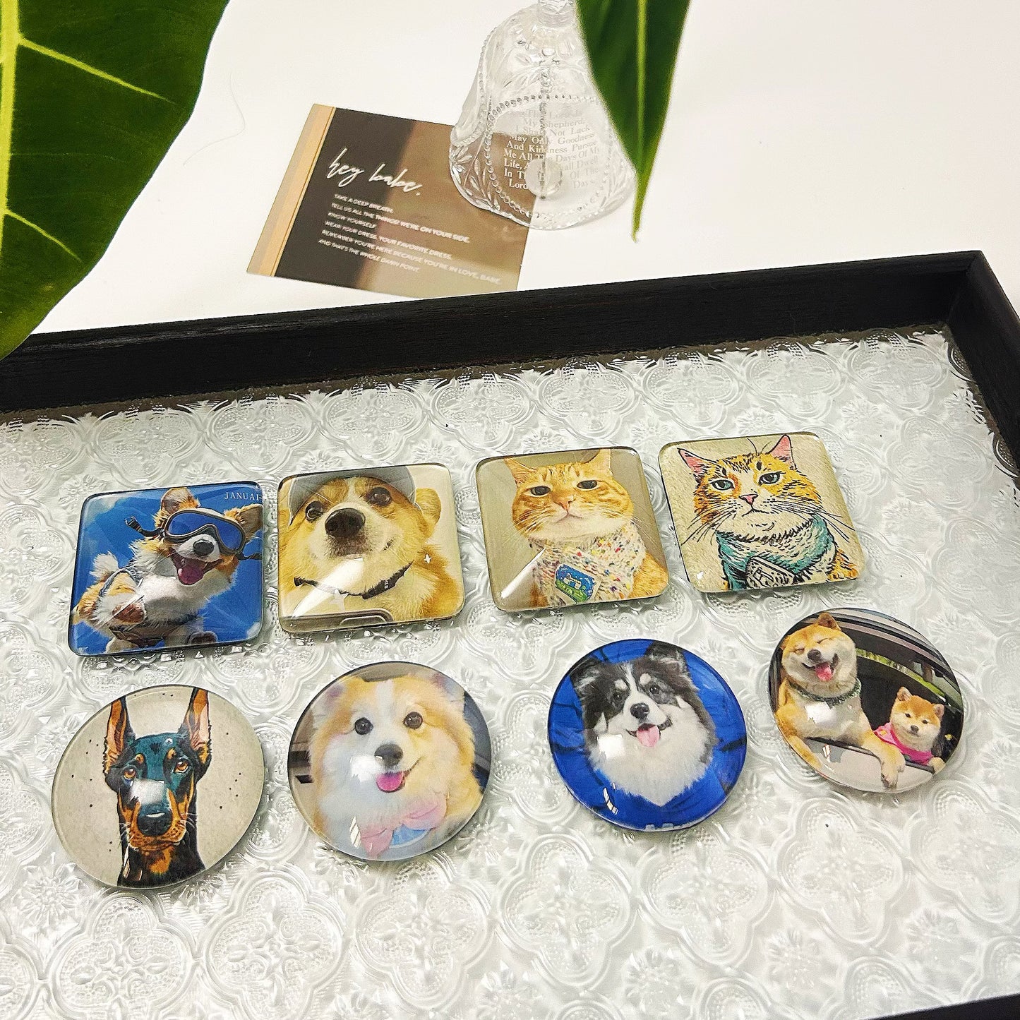 Custom Crystal Pet Fridge Magnet - Personalized Photo Gift