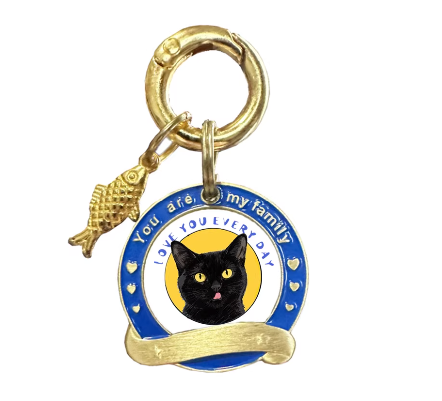 Brass Cat Name Tag - Custom Name & Phone Number